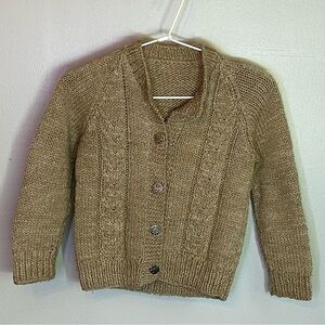 Vintage 1982 Handmade Knit Unisex Kids Button Up Cardigan Size 3T